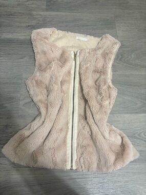 Faux Fur Zip-Front Vest - Blush Pink